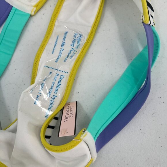 Victoria's Secret 32C/S Hottie Itsy Bikini Set Stripe Push-Up Neon Colorblock - Picture 9 of 15